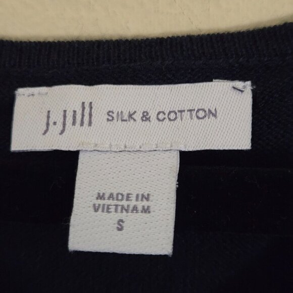 J. Jill Silk Cotton Blend Navy V Neck Classic Sweater Size S - Picture 3 of 4